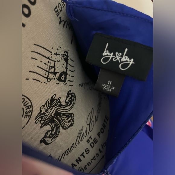 Royal Blue & Pink Floral Satin Gown – Juniors Size 11 - Picture 6 of 6